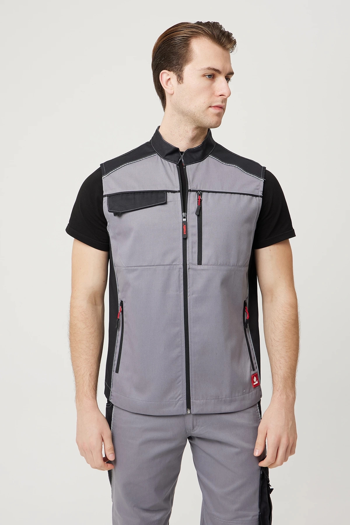 Armadillo Allium Çok Cepli İş Yeleği Gri-Siyah