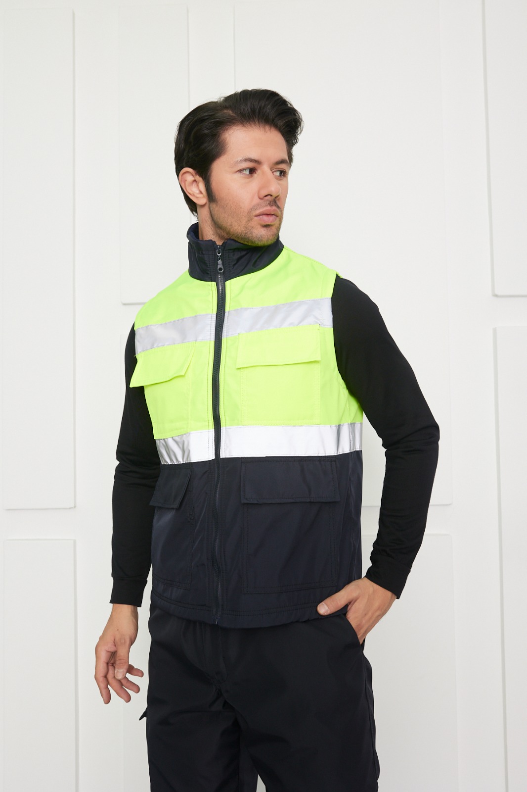 Yelek%20Sarı%20Lacivert%20Renk%20İçi%20Polarlı