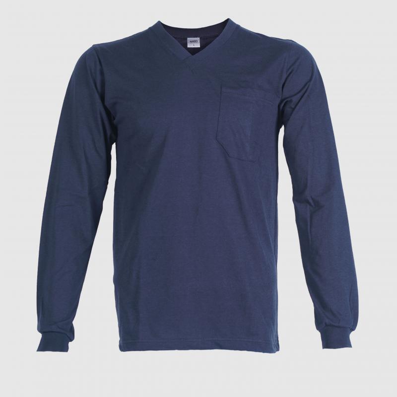 V Yaka Uzun Kol Tshirt Lacivert Renk