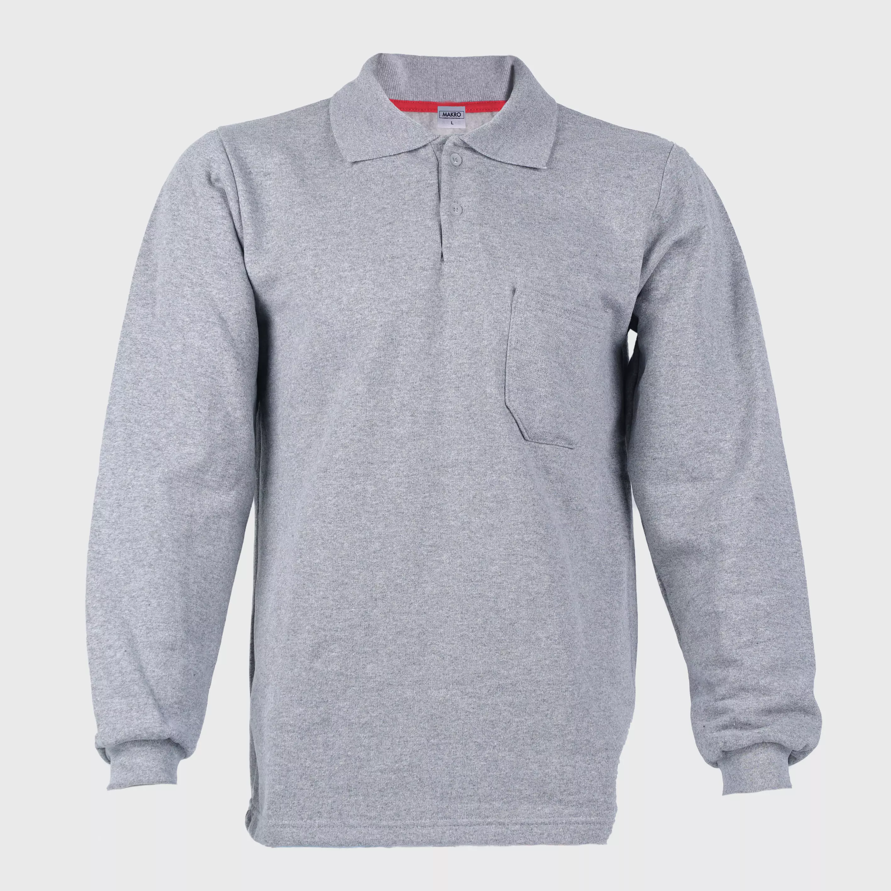 Polo%20Yaka%20Sweat%20İçi%20Polarlı%20Gri%20Renk%20