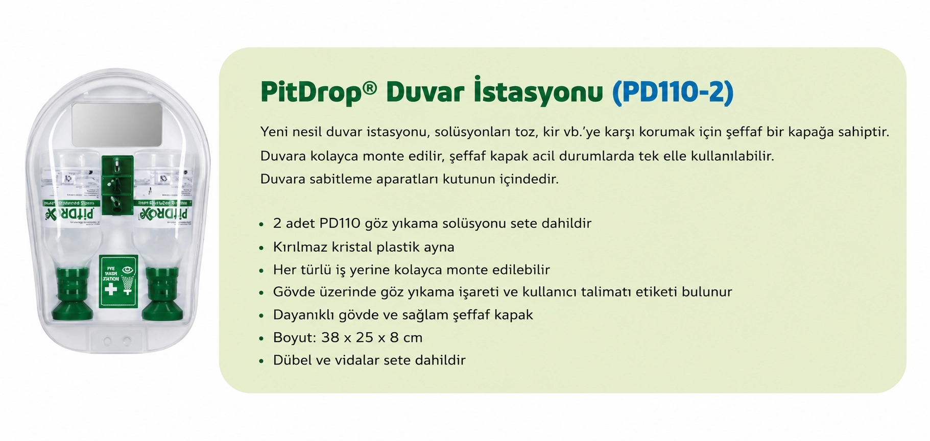 Drop  Solüsyonlu Göz Duşu Duvar Aparatlı 