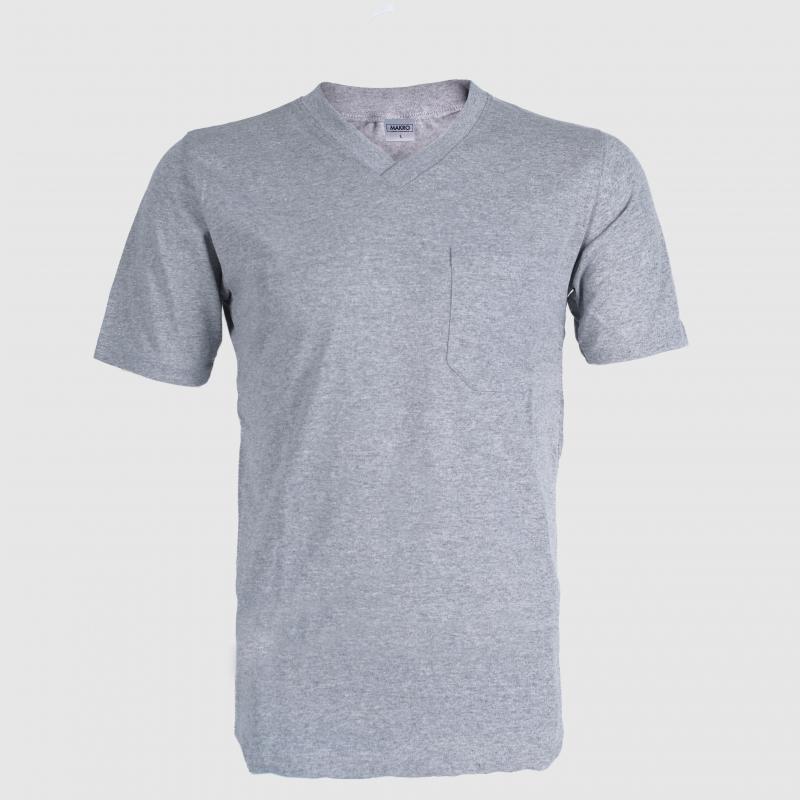T-shirt V Yaka Gri Renk