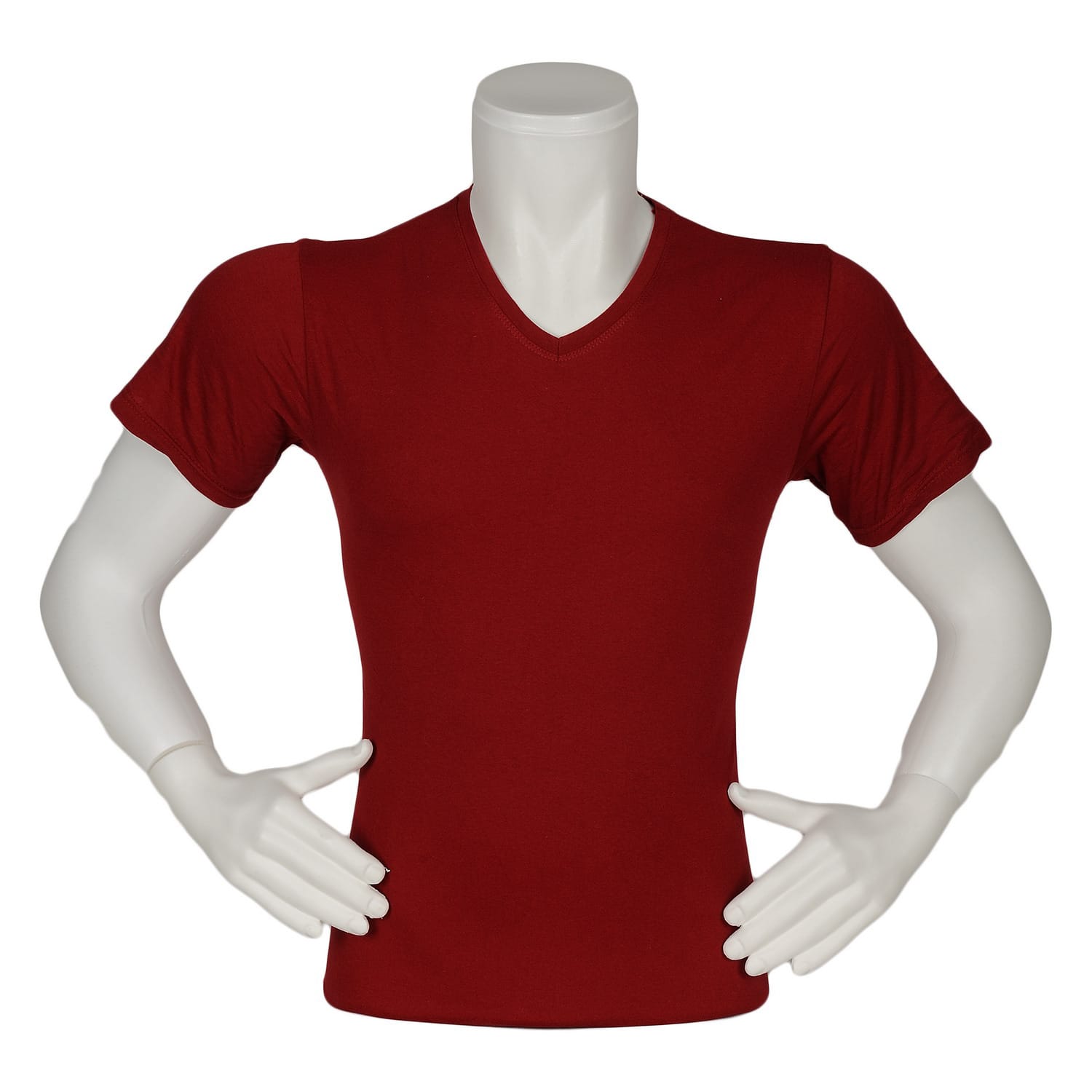 T-shirt%20V%20Yaka%20Bordo%20Renk