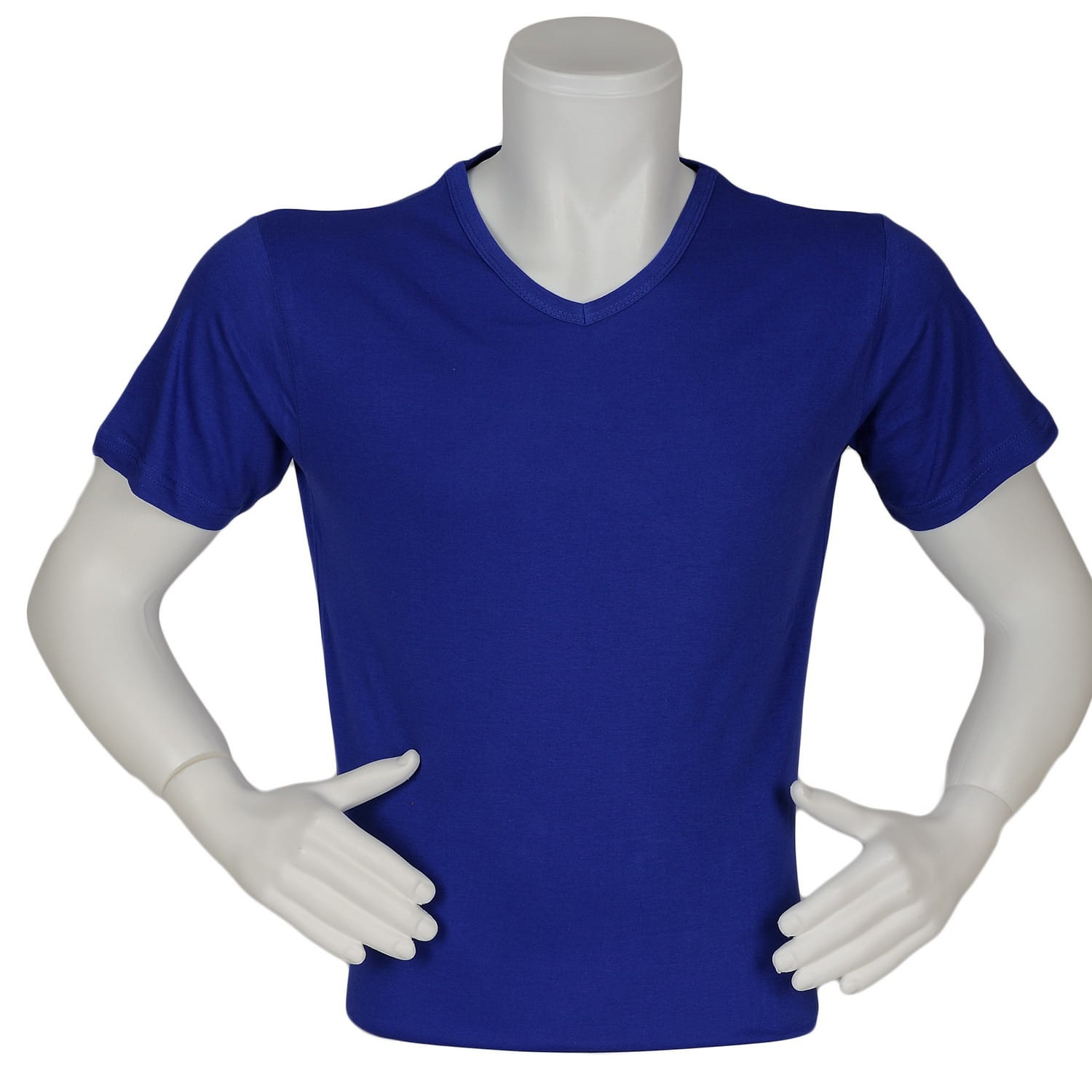 T-shirt V Yaka Saks Mavi Renk