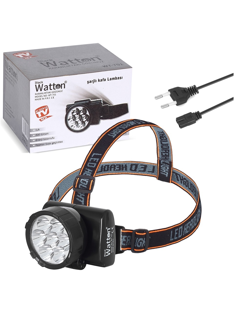 Watton 7 Ledli Şarjlı Baret Kafa Lambası Watton WT-701