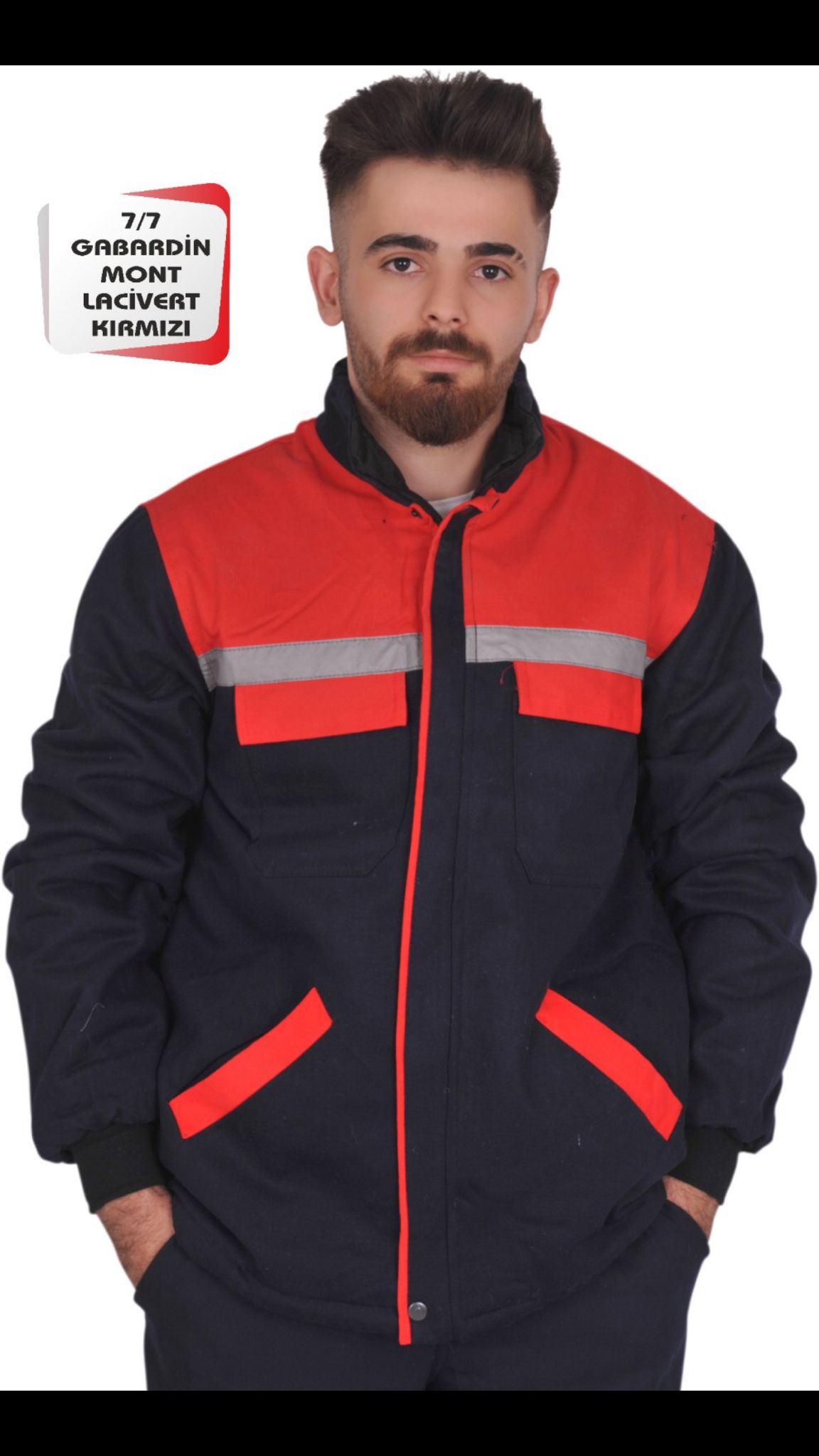 Gabardin%20İş%20Montu%20Lacivert%20Kırmızı%20Modelli%20Renk%20